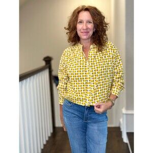 Voyageur Aphrodite Button Up Shirt Top Long Sleeve Printed Cotton S New 279924